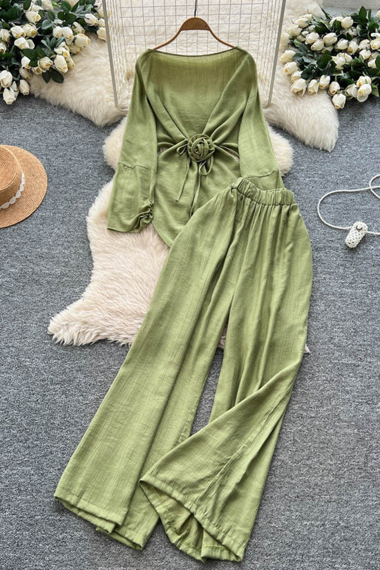 Elegant Knot Top and Wide-Leg Pants Set