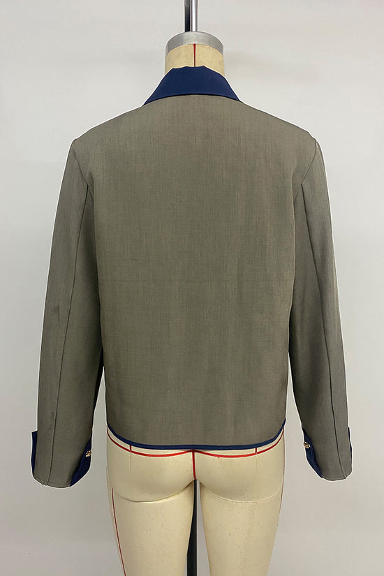 Elegant Contrast Trim Button-Up Blazer
