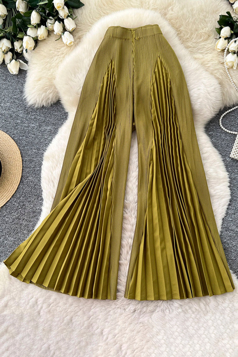 Elegant Pleated Wide-Leg Casual Pants