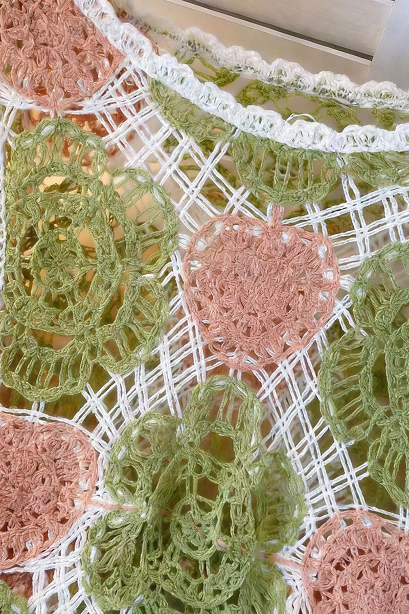 Crochet Floral Fringe Knit Top