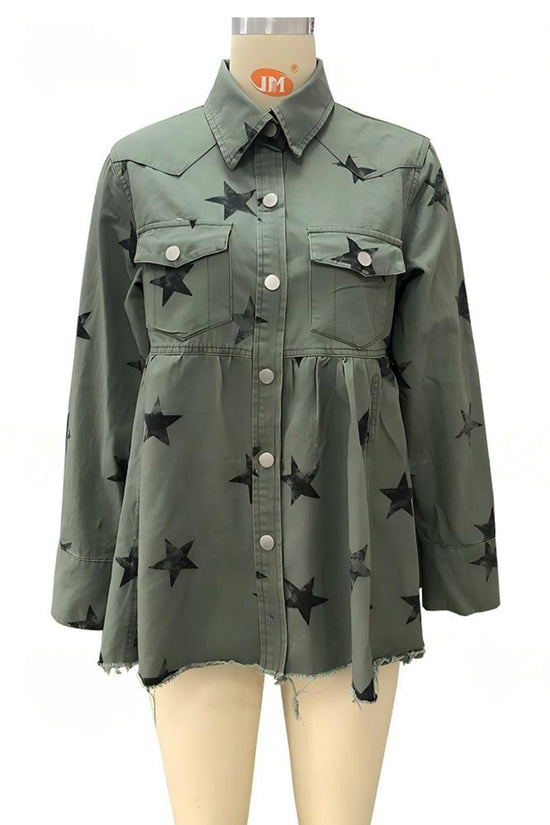 Star Print Denim Jacket
