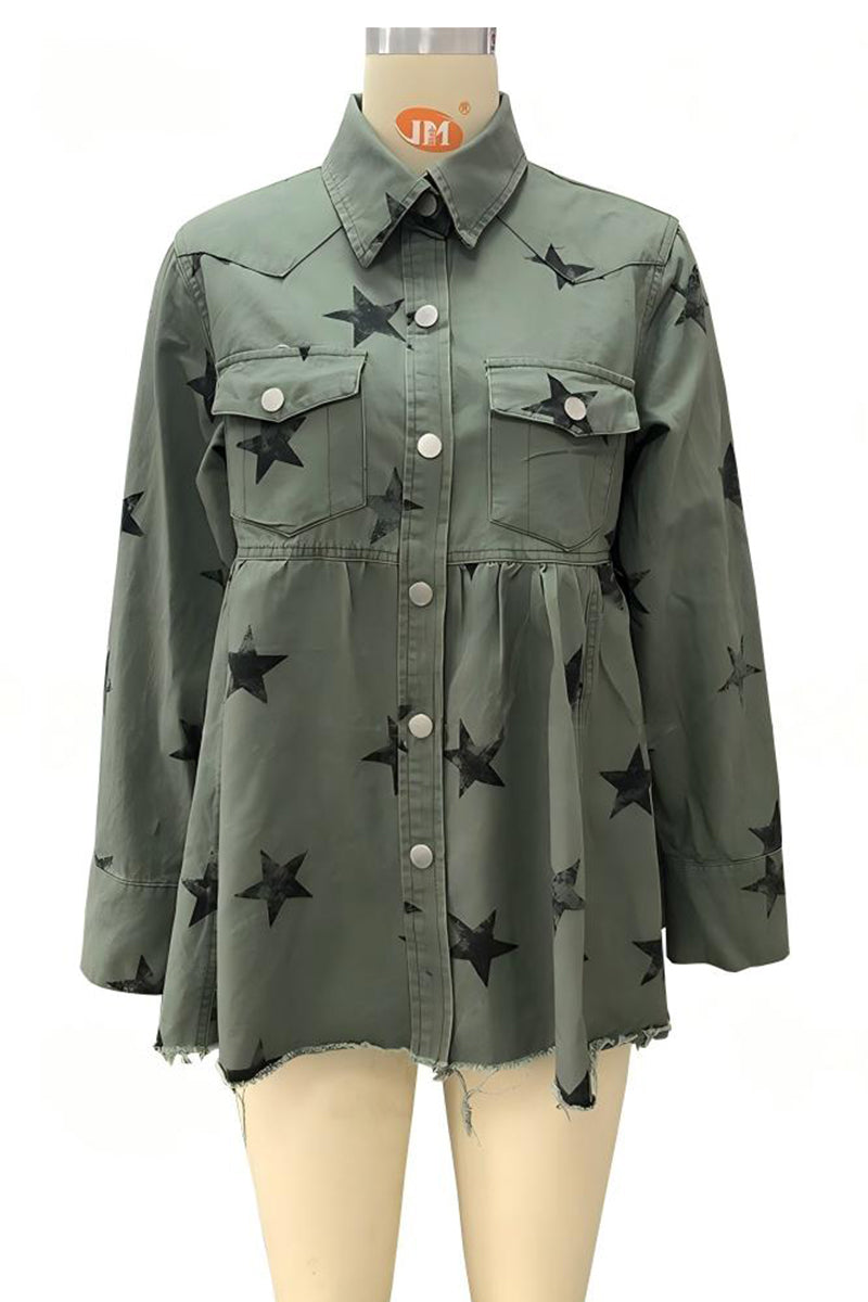 Star Print Denim Jacket