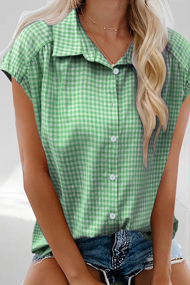 Classic Gingham Short Sleeve Blouse
