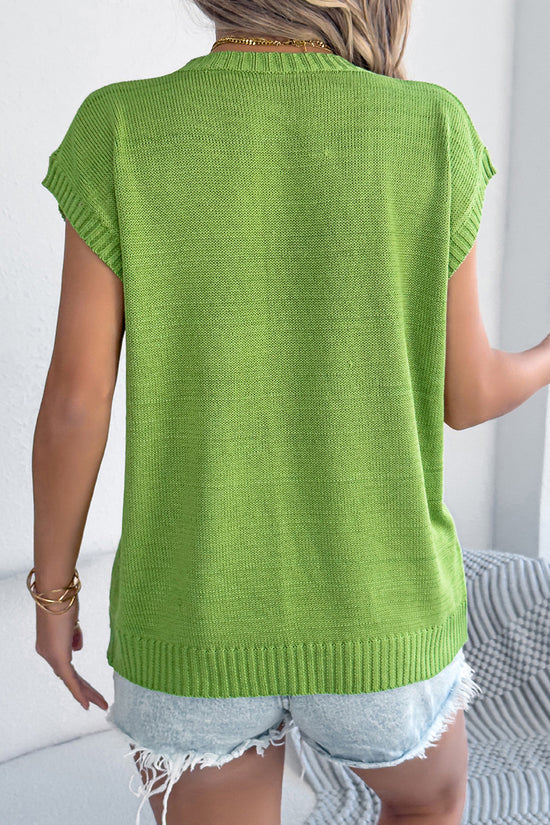 Floral Knit Sleeveless Sweater Vest