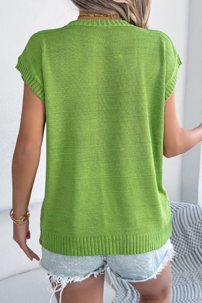 Floral Knit Sleeveless Sweater Vest