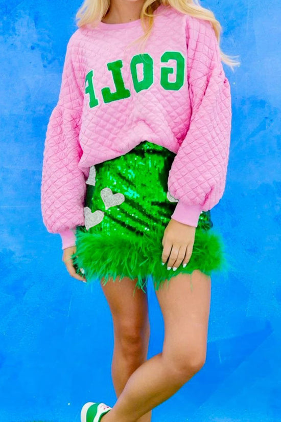 Sequined Heart Graphic Mini Skirt