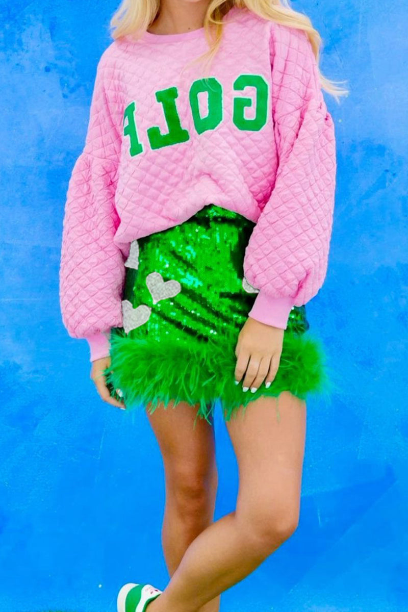 Sequined Heart Graphic Mini Skirt