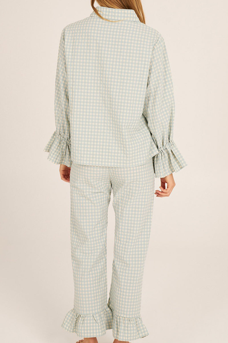 Ruffled Checkered Loungewear Set