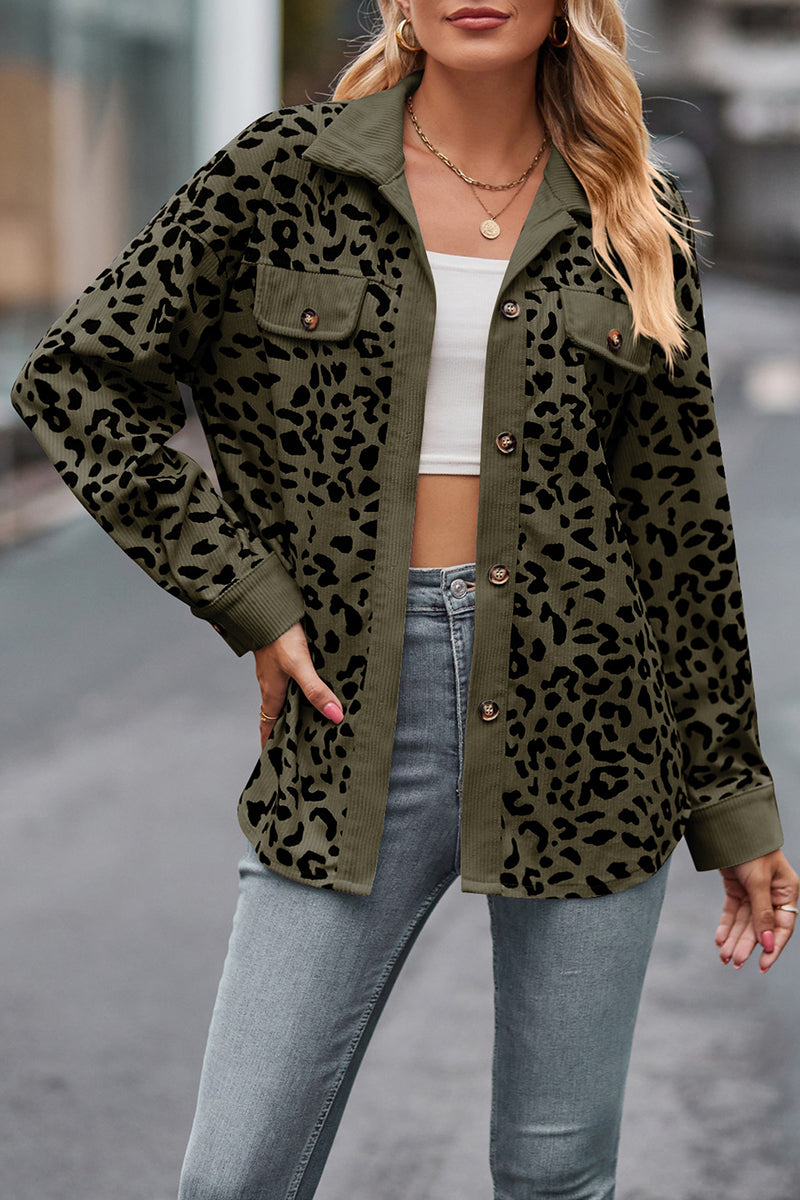 Leopard Print Button-Up Blouse
