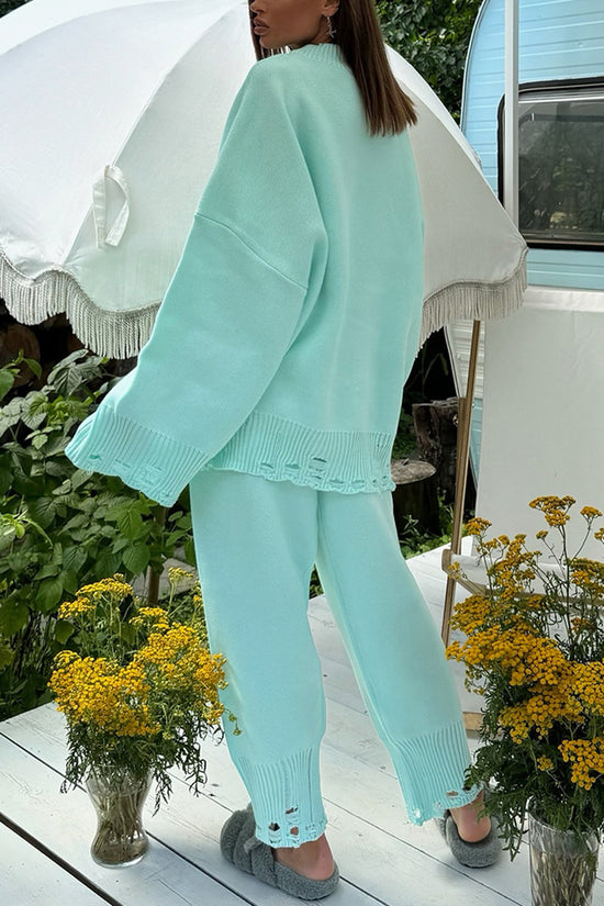 Elegant Pants Set with Knit Details