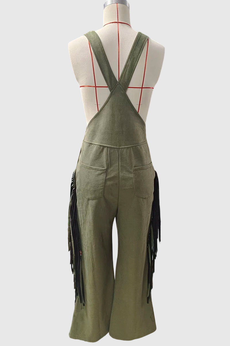 Fringe Pocket Buttoned Jumpsuit