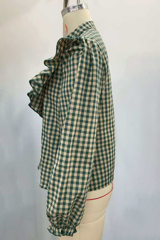 Ruffled Checkered Blouse