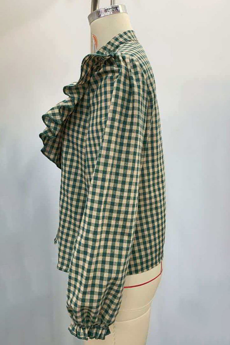 Ruffled Checkered Blouse