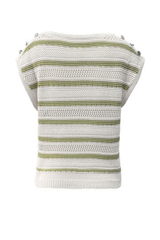 Striped Button-Detail Sweater Vest