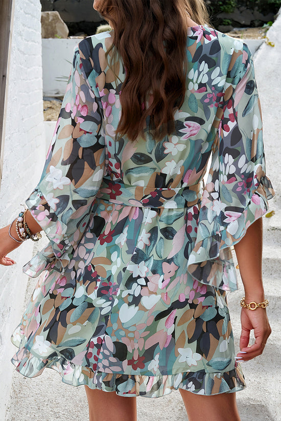 Floral Wrap V-Neck Casual Dress