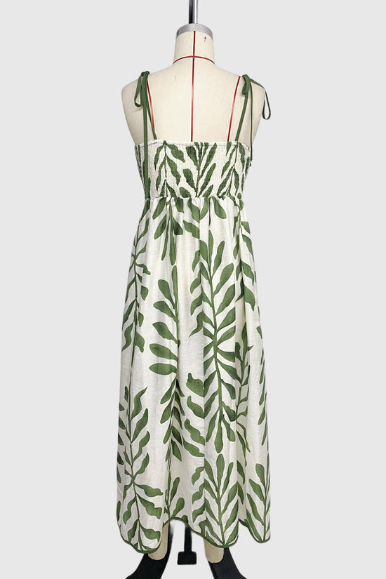 Leaf Print Sleeveless Casual Dress