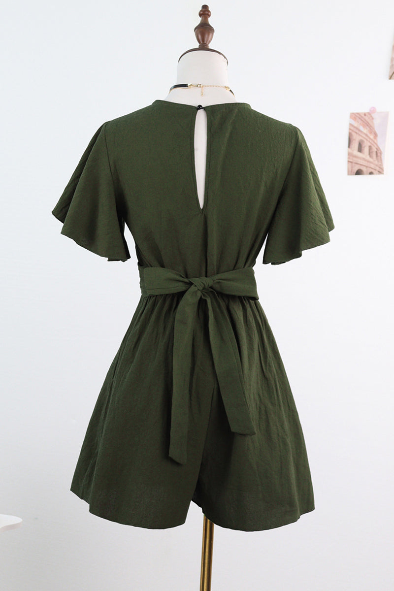 Flutter Sleeve Twist Front Romper