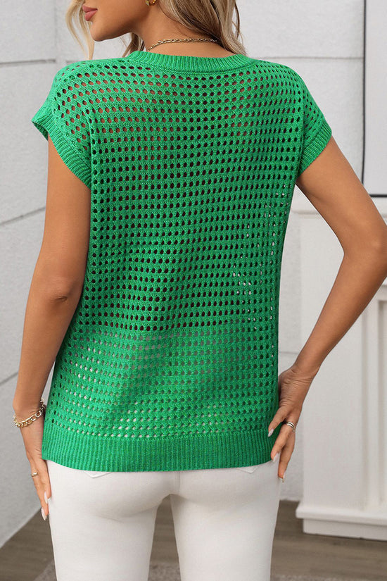 Sleeveless Open-Knit Sweater Vest