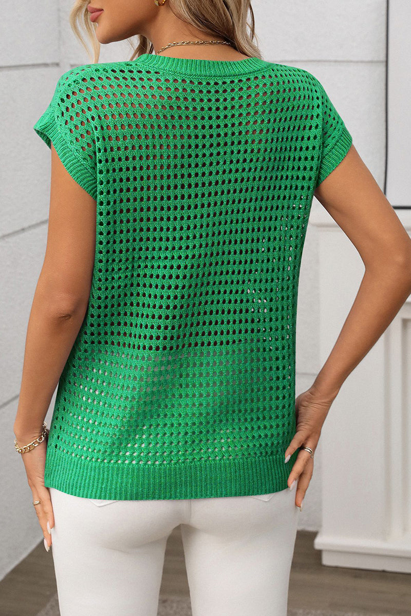 Sleeveless Open-Knit Sweater Vest