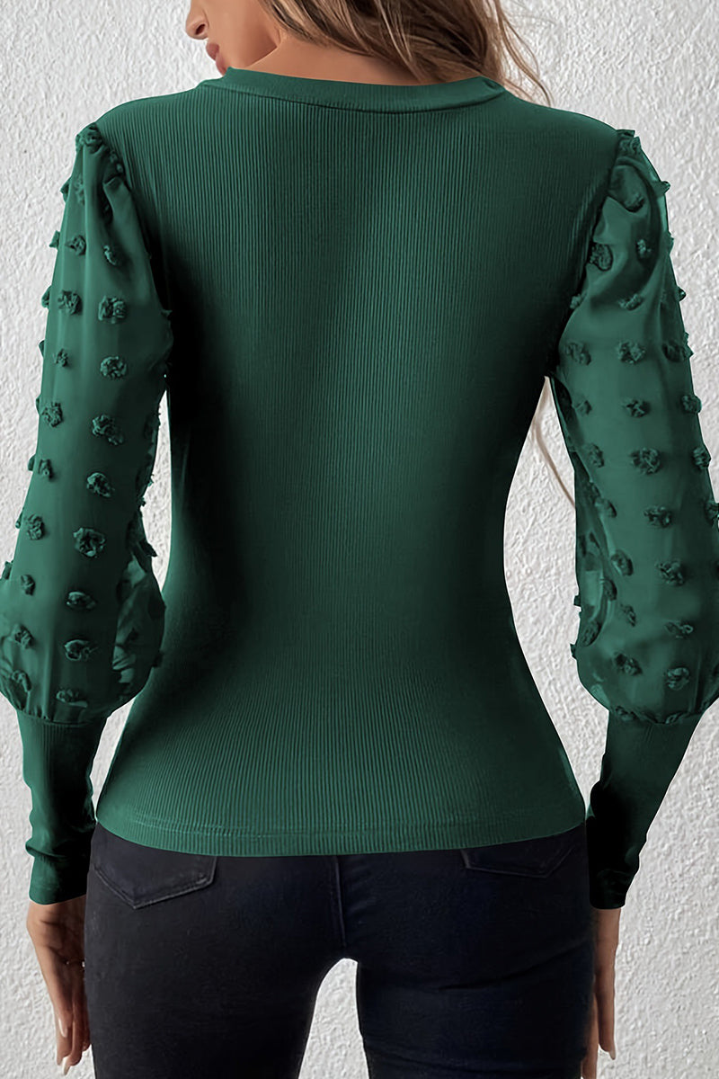 Floral Accent V-Neck Blouse
