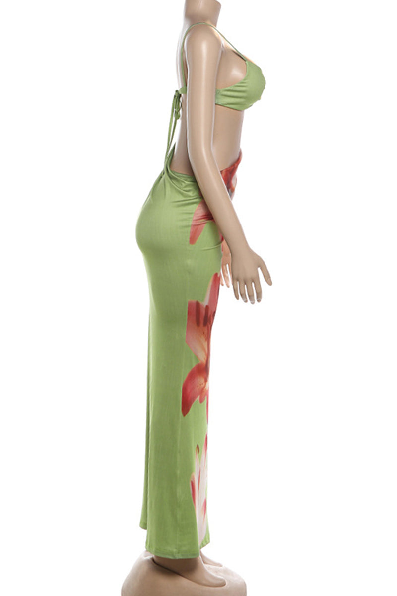 Floral Cutout Sleeveless Casual Dress
