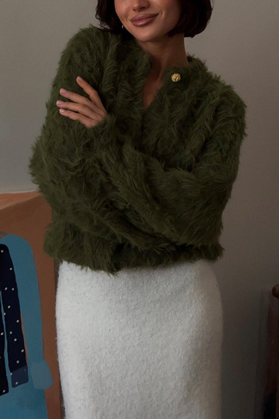 Fluffy Button-Up Cardigan