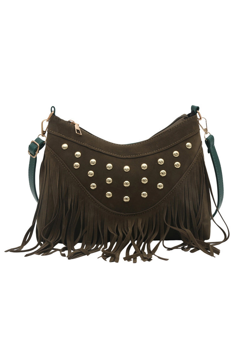 Fringe Studded Shoulder Bag