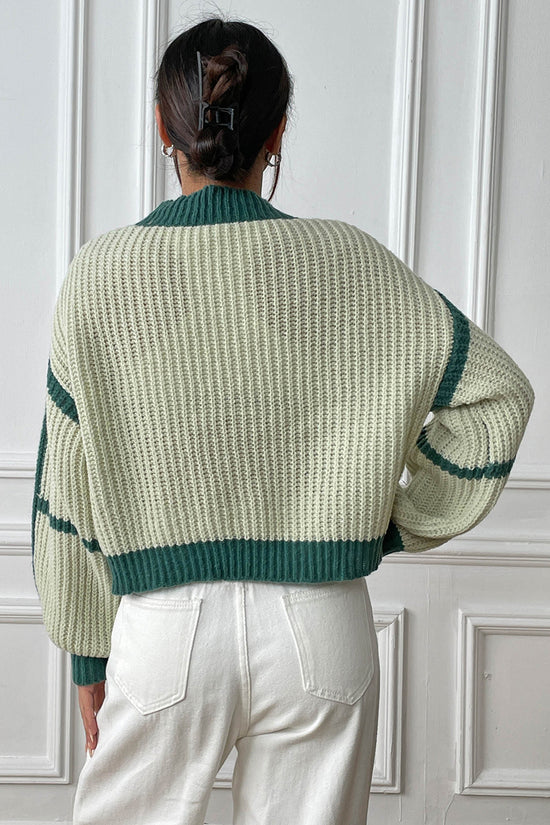 Striped Knit Open-Front Cardigan