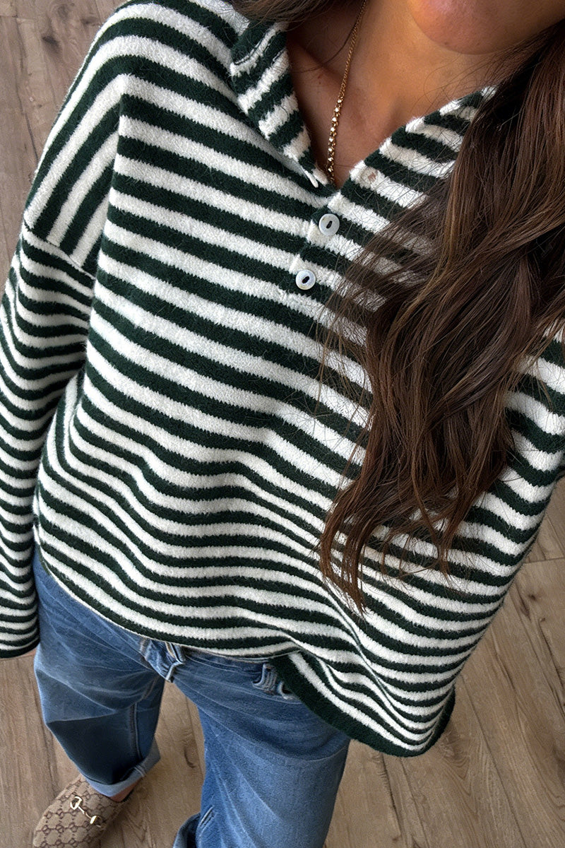 Striped Button-Up Sweater