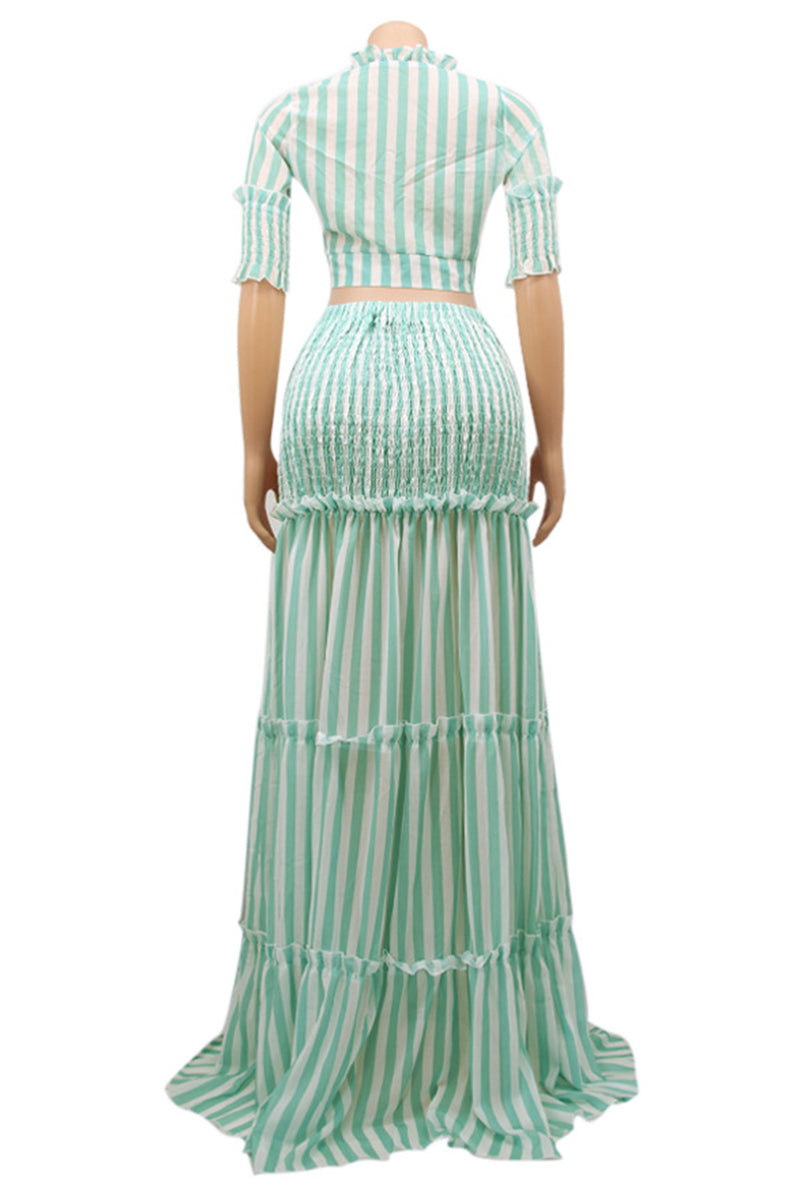 Striped Tie-Front Skirt Set