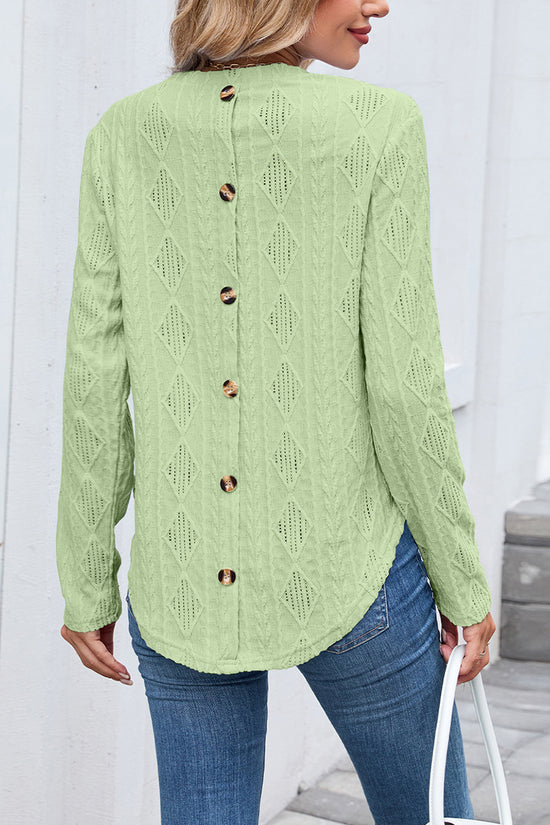 Textured Long Sleeve Casual T-Shirt