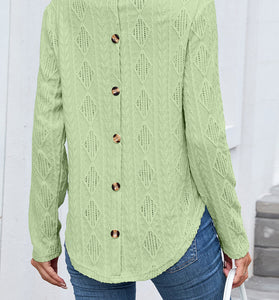 Textured Long Sleeve Casual T-Shirt