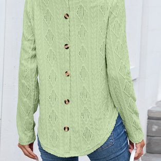 Textured Long Sleeve Casual T-Shirt