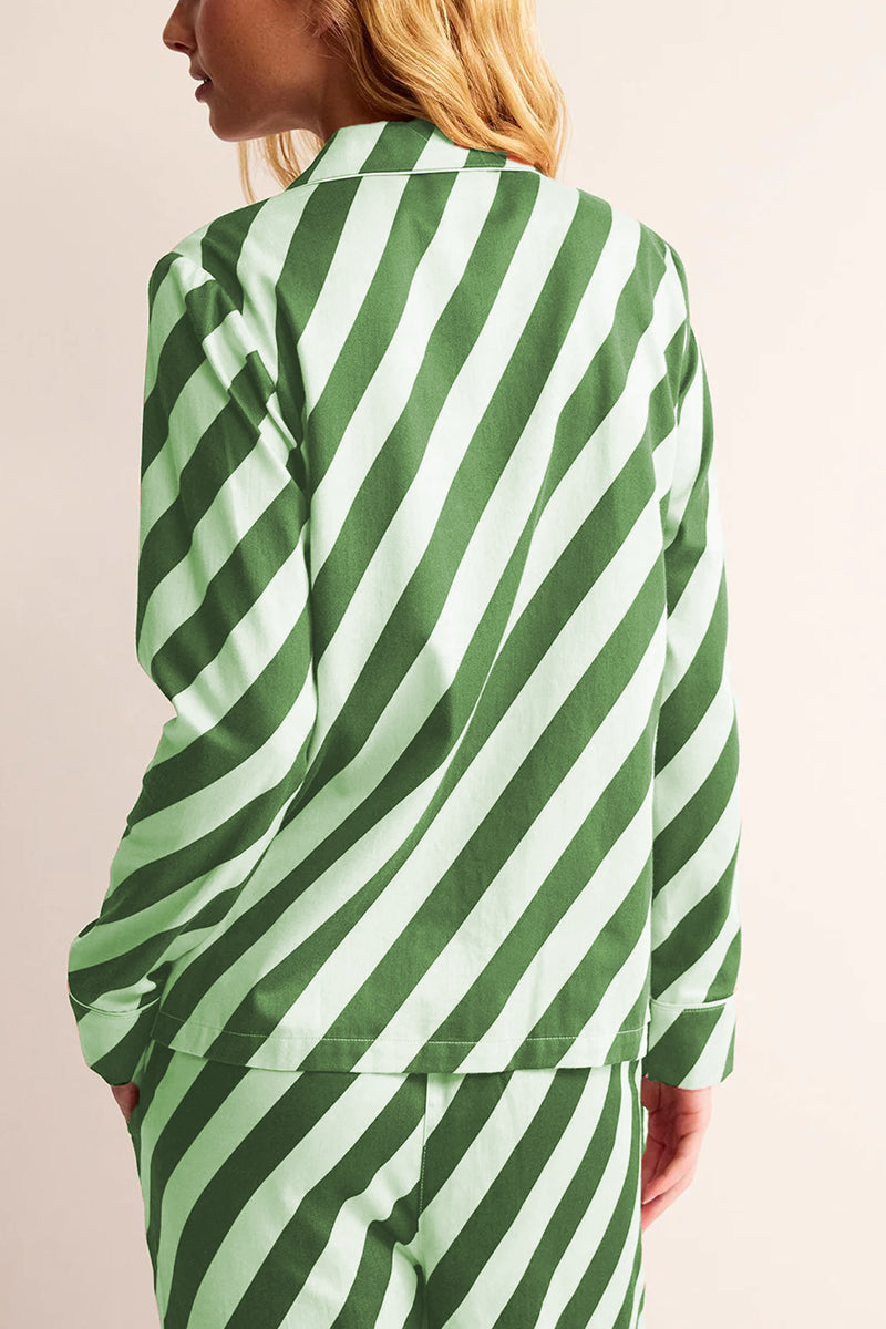 Striped Button-Up Loungewear Set