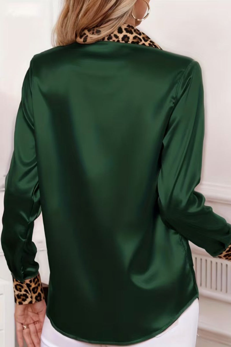Chic Blouse with Animal Print Trim
