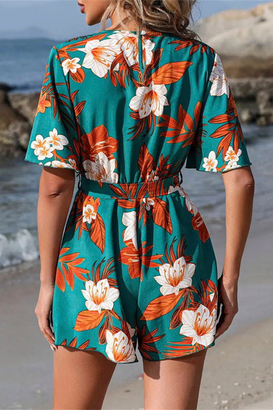 Floral Wrap V-Neck Short Casual Dress