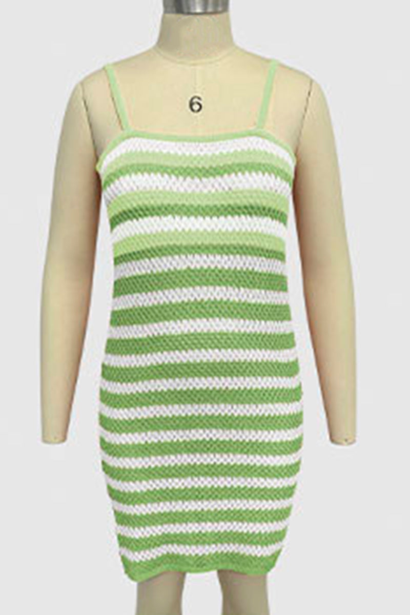 Striped Sleeveless Knit Casual Dress