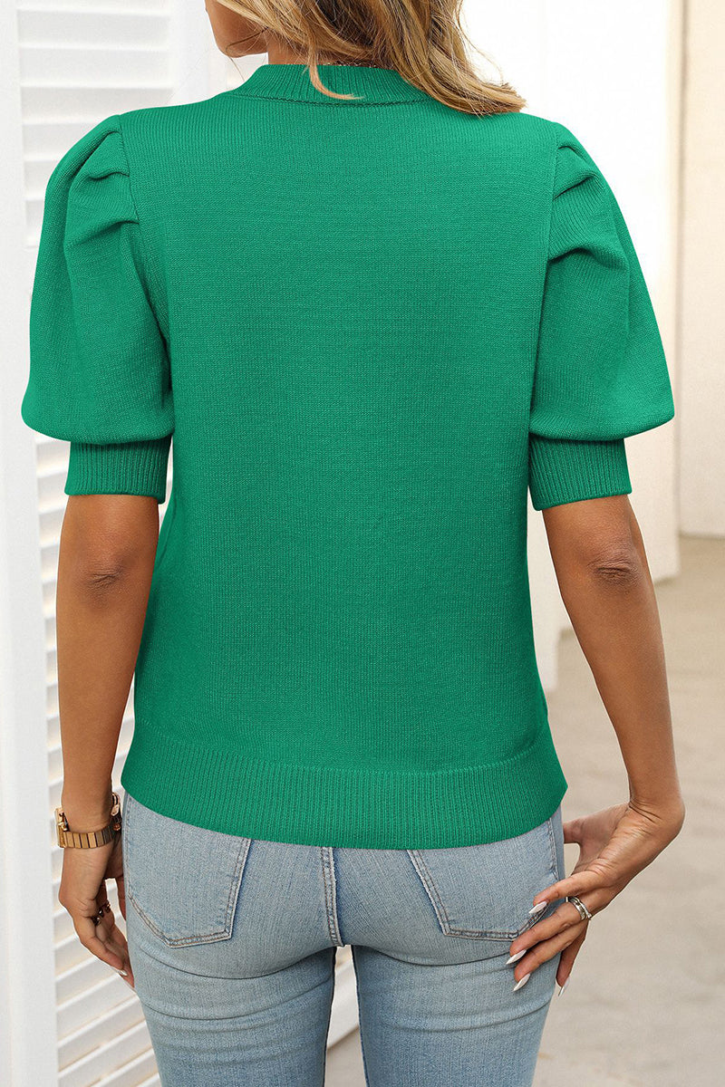 Puff Sleeve Crewneck Sweater