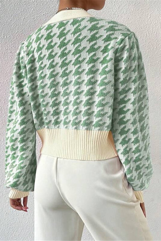 Patterned Button-Up Cardigan