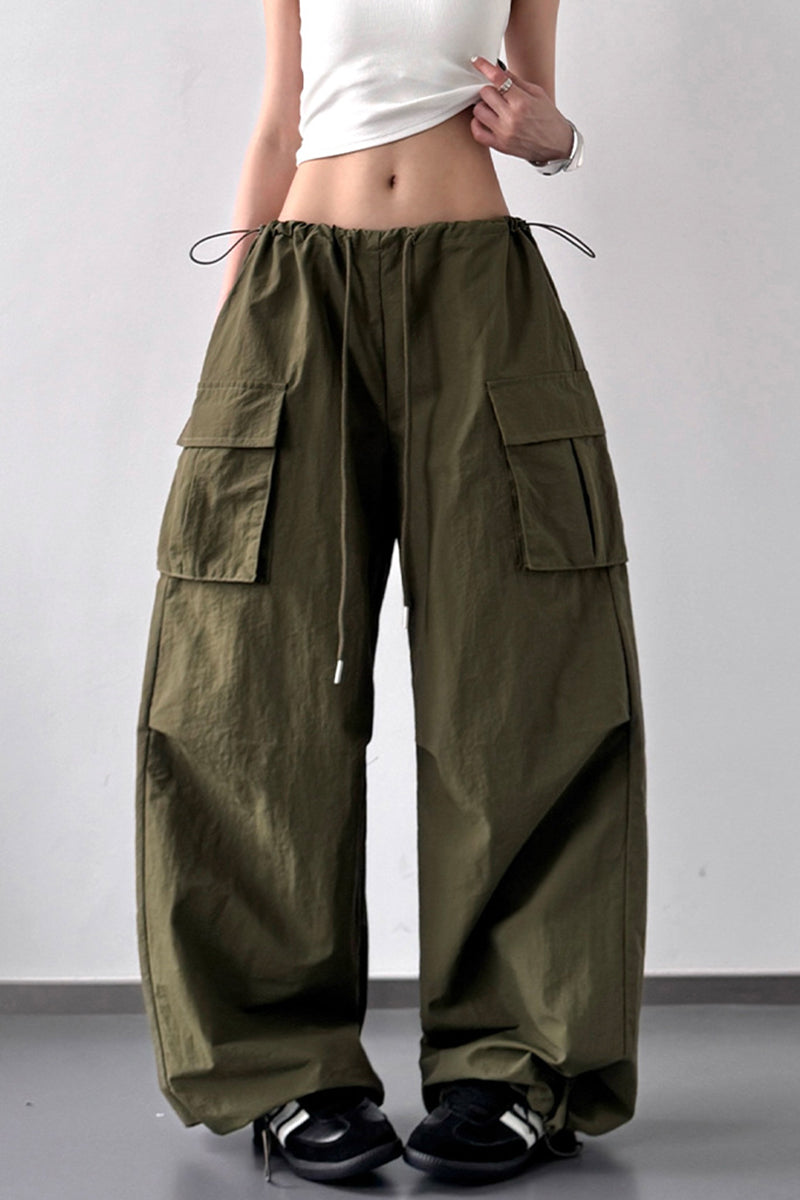 Floral Wide-Leg Cargo Pants