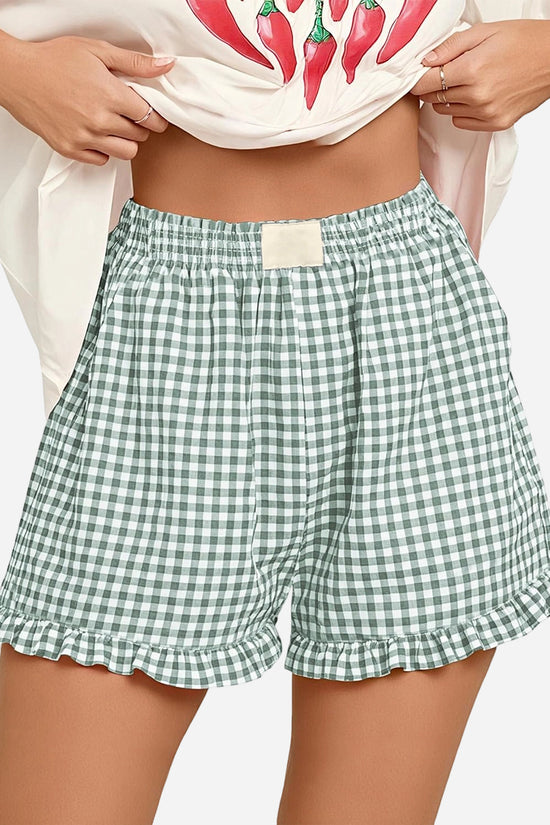 Gingham Frilled Casual Shorts