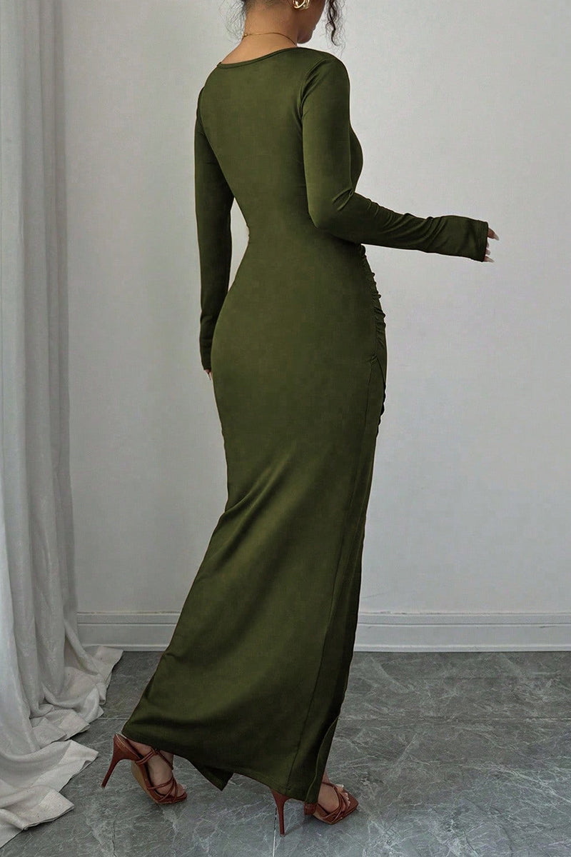 Elegant Long Sleeve Casual Maxi Dress