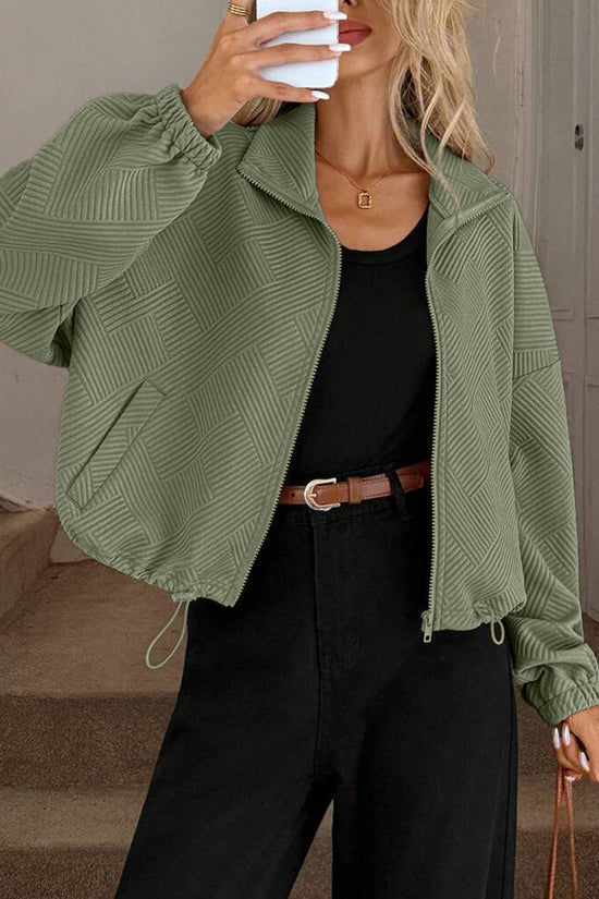 Textured Zip-Up Casual Jacket