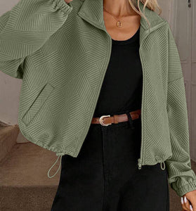 Textured Zip-Up Casual Jacket