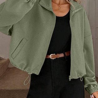Textured Zip-Up Casual Jacket