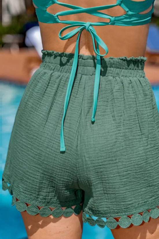 Scalloped Hem Casual Beach Shorts