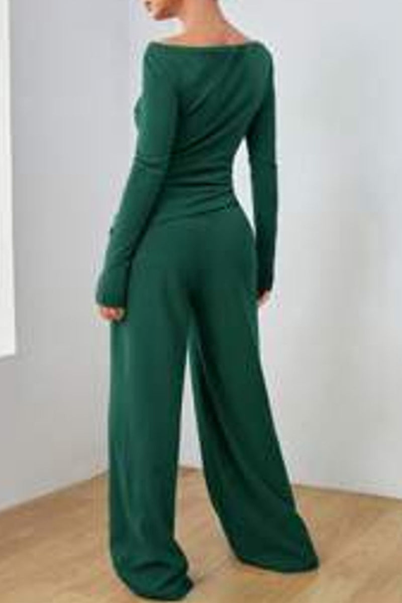 Stylish Long Sleeve Wide-Leg Pants Set
