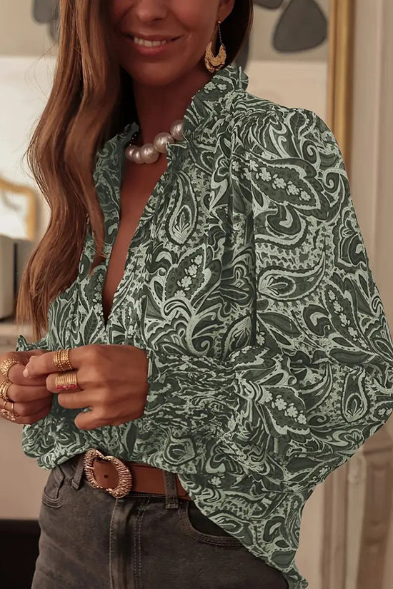 Paisley Patterned Long Sleeve Blouse