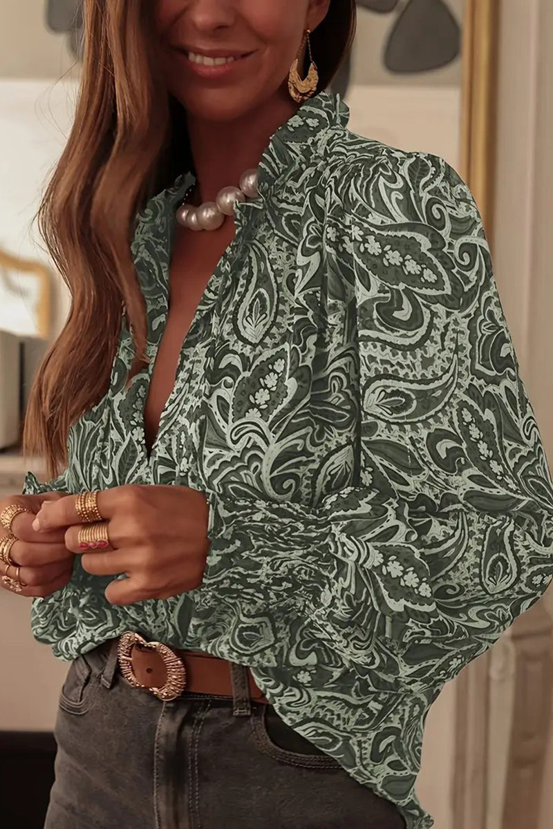 Paisley Patterned Long Sleeve Blouse