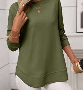 Casual Long Sleeve Waffle Knit Top